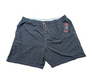 Chaps Swim Shorts Mens 3XL Navy Blue Lined Drawstring Elastic Waist Pocket New!